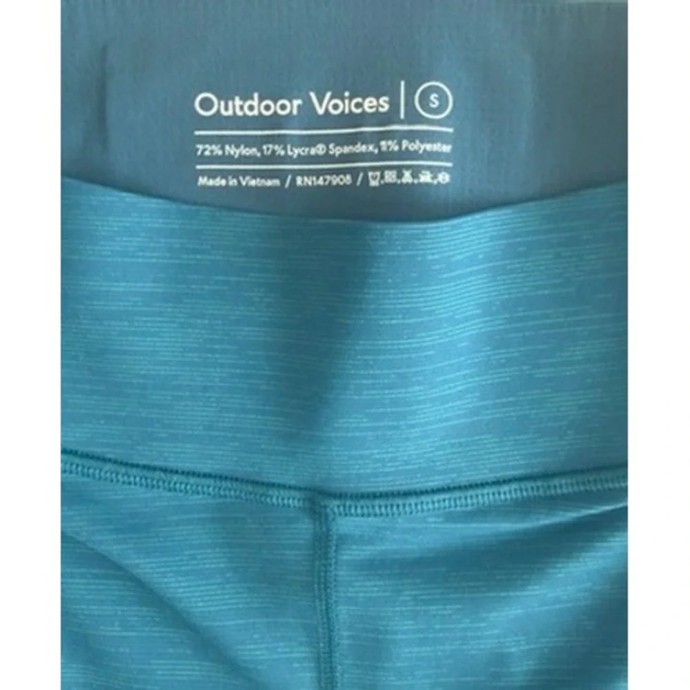 Outdoor Voices TechSweat Bike Shorts Teal Blue Space Dye Women's Size Small